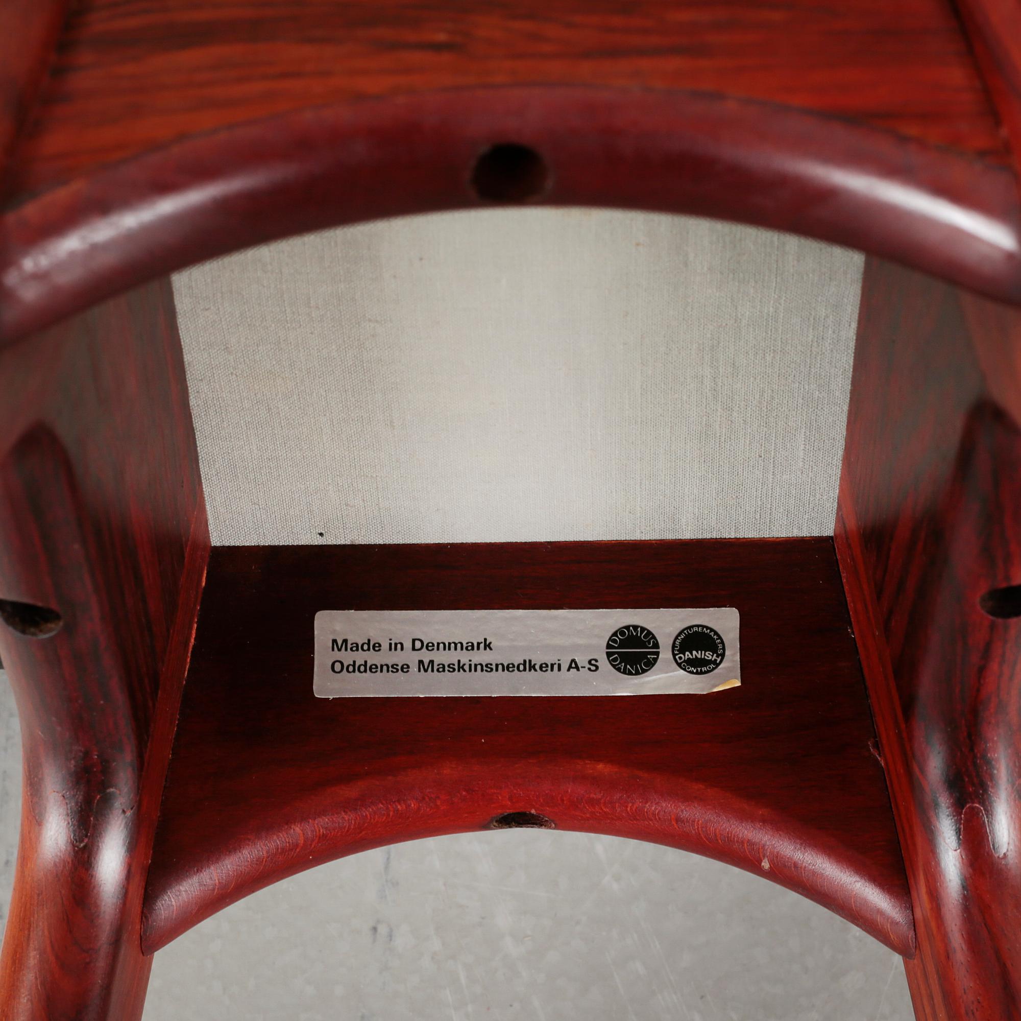 Three "OD61" bar chairs, designed approx 1964 by Erik Buck for Oddense Maskinsnedkeri A-S.