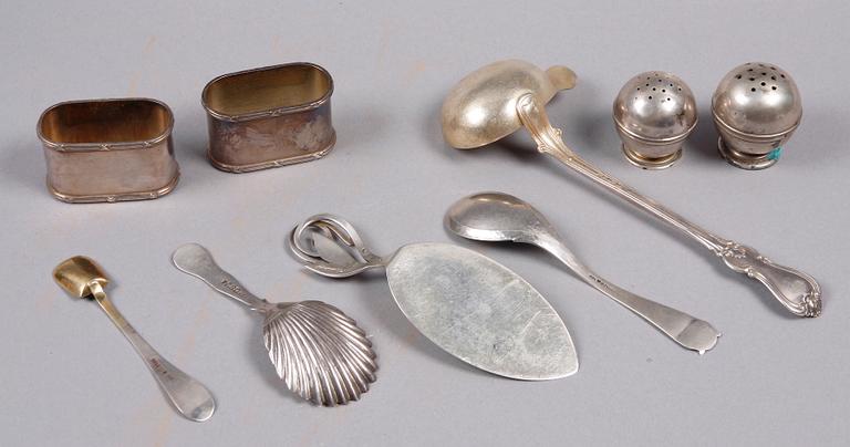 PARTI SILVER, 9 delar, 1800/1900-tal.