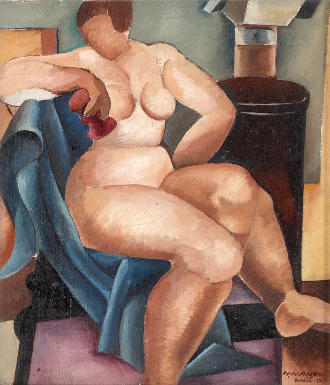Axel Olson, Woman by the fireplace.