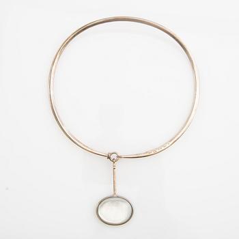 Vivianna Torun Bülow-Hübe, Necklace with pendant and a pair of earrings by Georg Jensen, Denmark, sterling silver and stone.