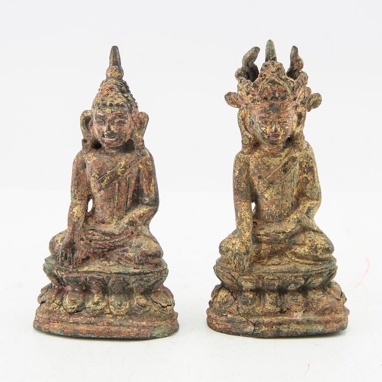 Buddha 2 st Sydostasien omkring år 1900.
