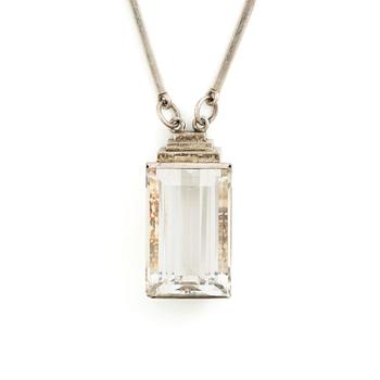 631A. Wiwen Nilsson, a pendant, sterling silver with faceted rock crystal, Lund 1943.