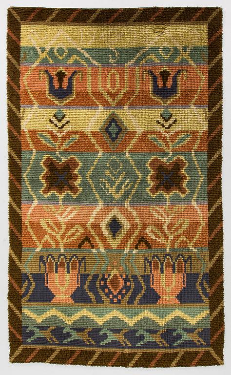 Toini Kallio, a rya rug, "Pirtinseinä", model for Neovuis, dated 1933. Ca. 213 x 128 cm.