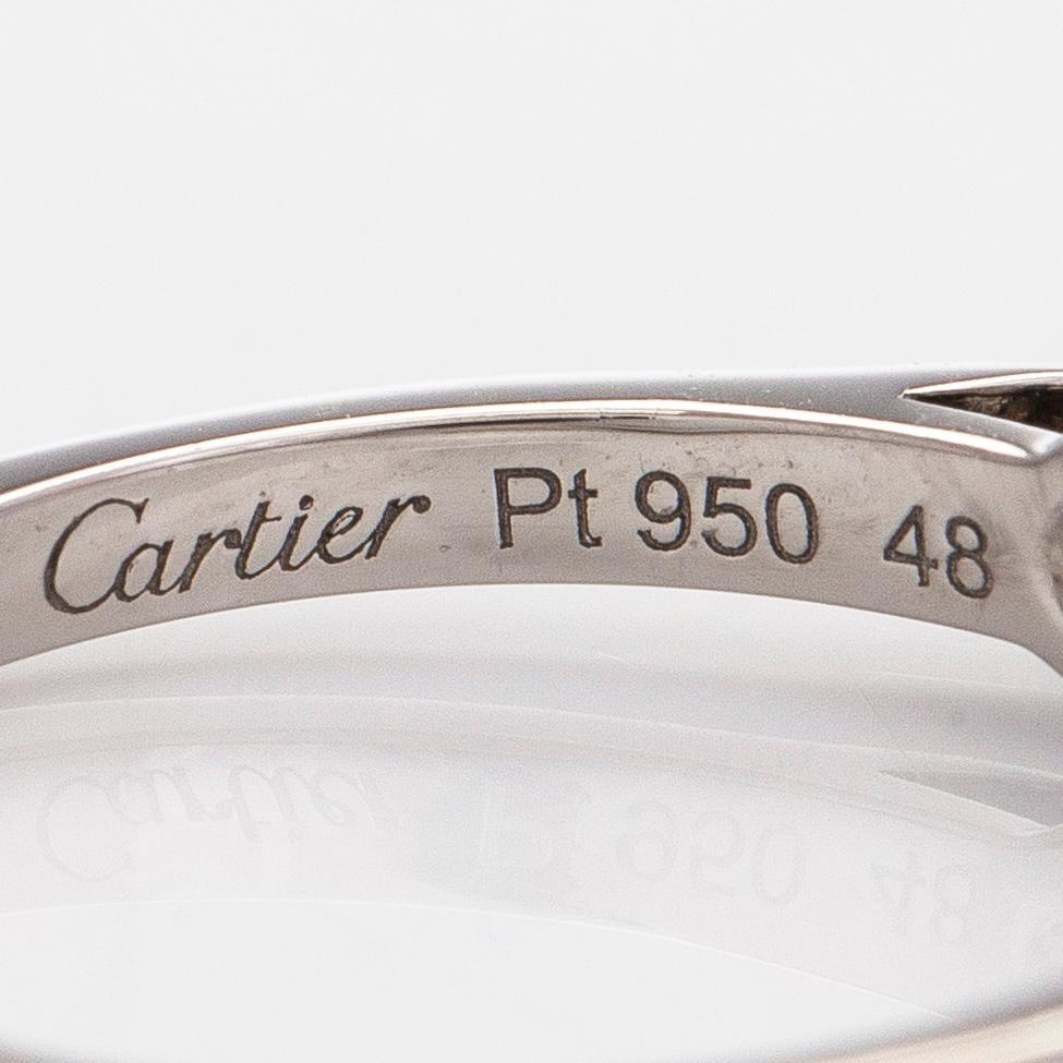 Cartier, a platinum ring, with a brilliant-cut diamond approx. 0.36 ct. With GIA dossier and certificate.