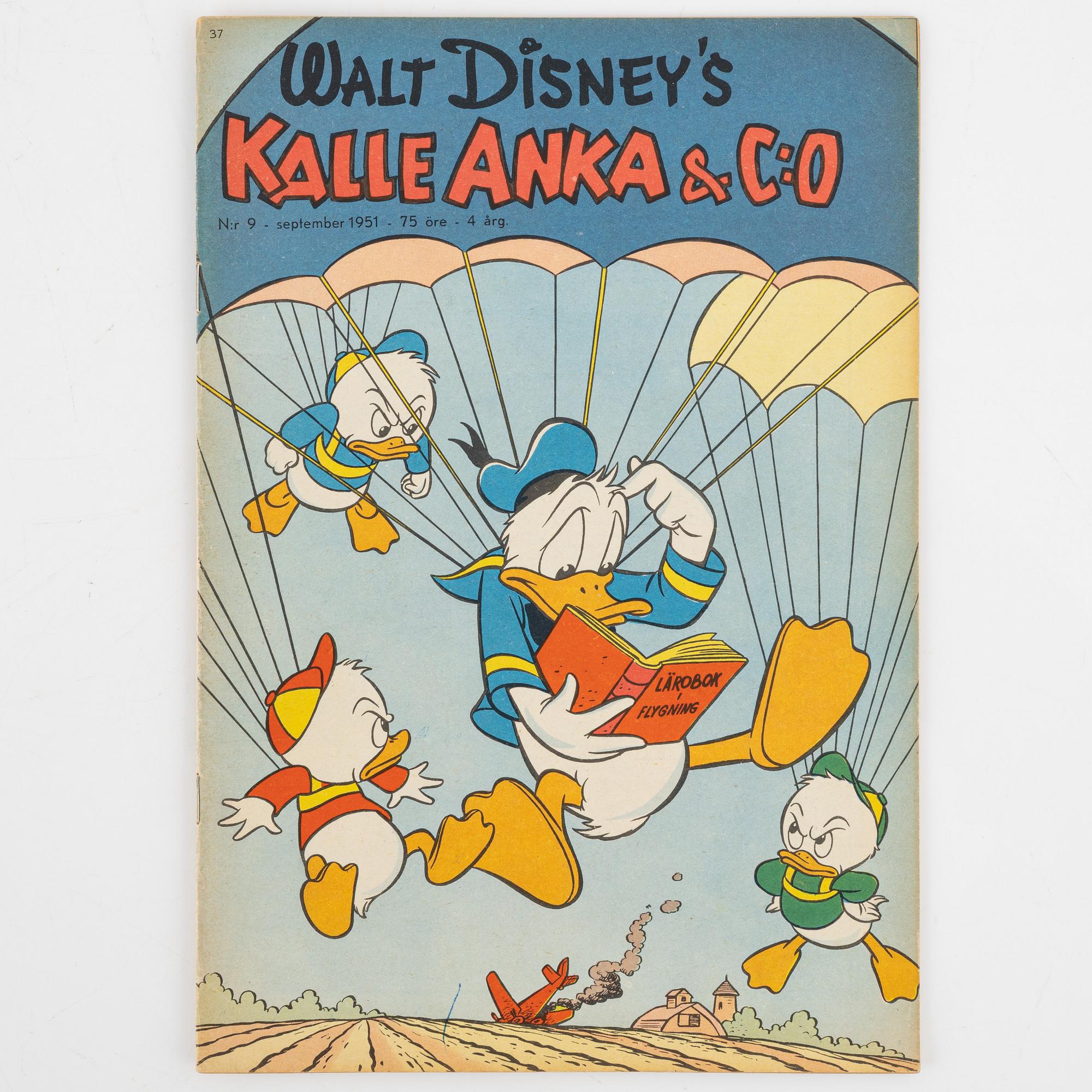 Serietidningar, "Kalle Anka & Co", 12 st, komplett årgång 1951.