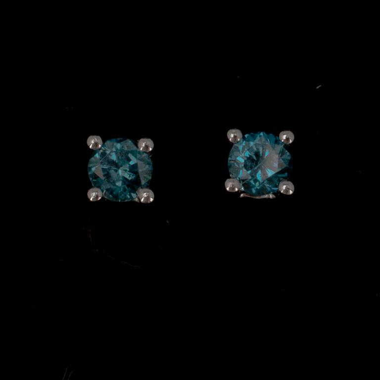 ÖRHÄNGEN, vitguld 18K, blå briljantslipade diamanter, tot 0,25ct.