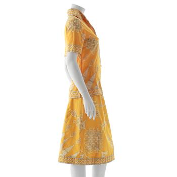 EMILIO PUCCI, a two-piece yellow cotton dress consisting of jacket and skirt.