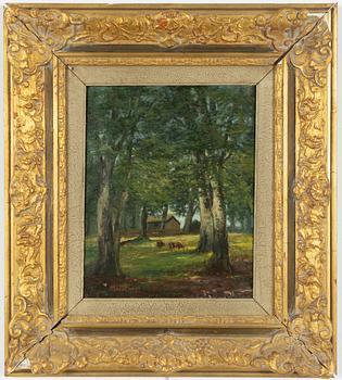 Adolf Hirsch, Park landscape with grazing cows.