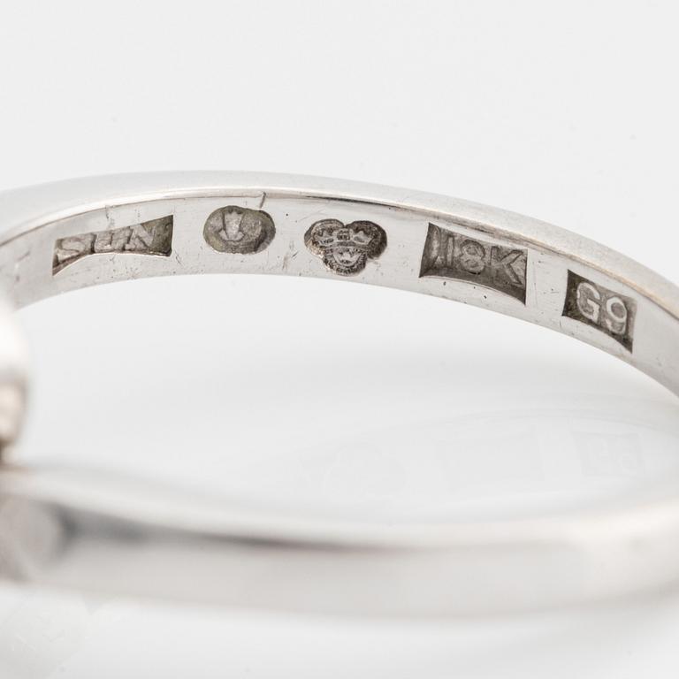 Ring 18K vitguld med två runda briljantslipade diamanter.