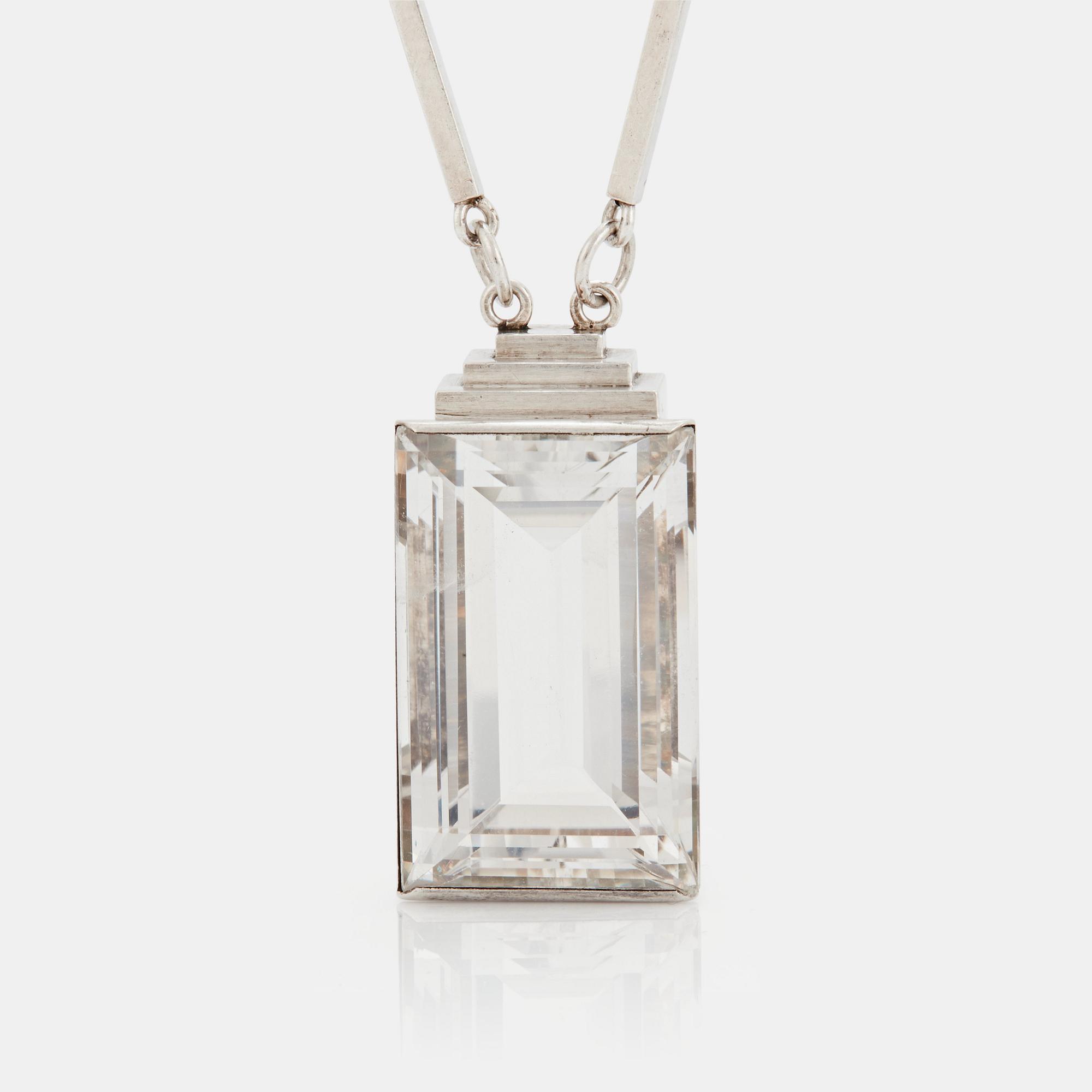 Wiwen Nilsson, a sterling necklace with a rock crystal pendant, Lund, Sweden 1943.