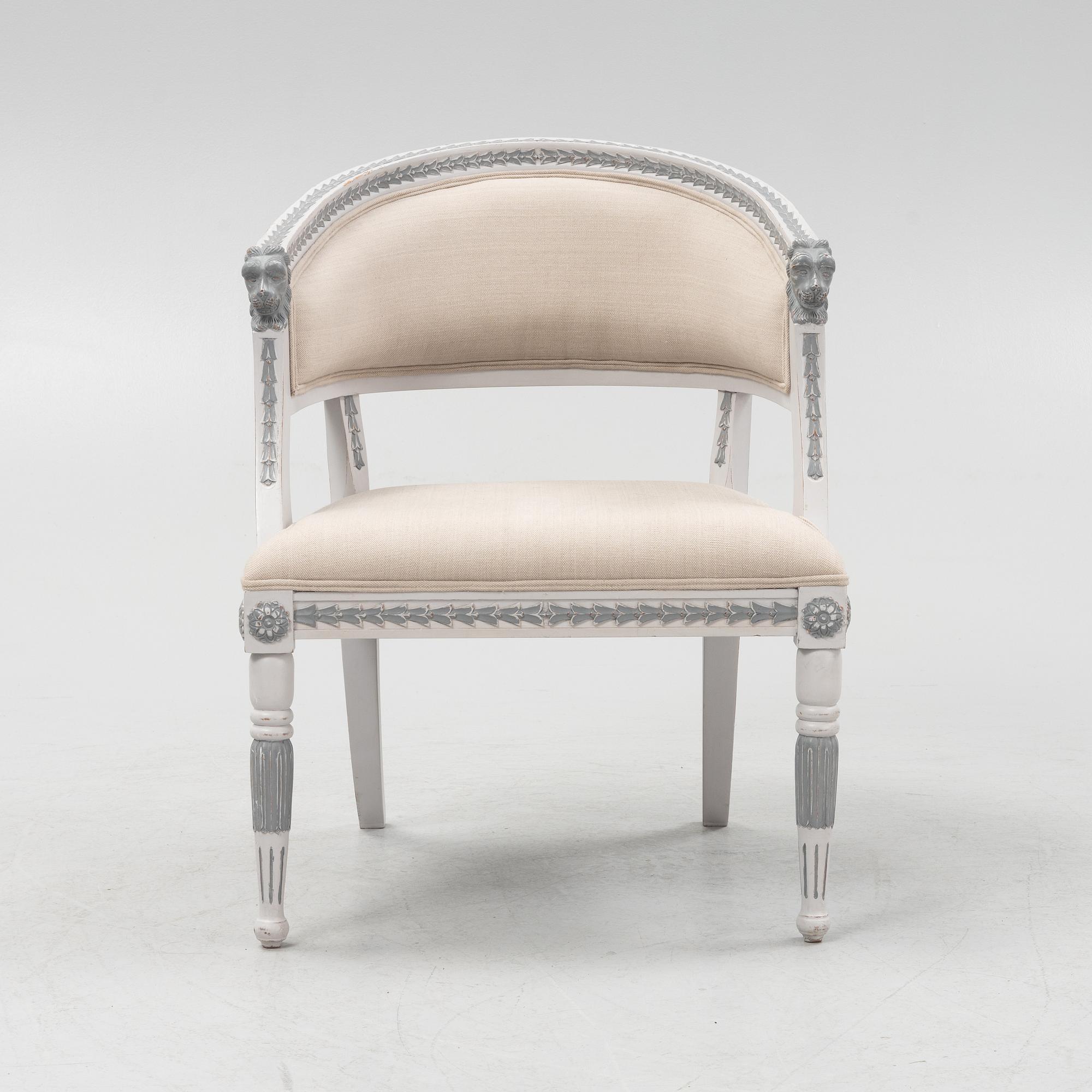 A late Gustavian style armchair, contemporary.