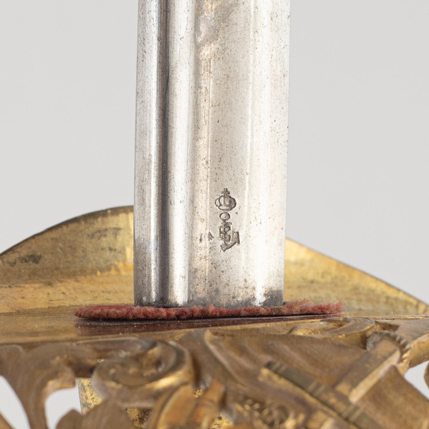 Saber, early 19th century, for an officer in the archipelago fleet (?), with scabbard.