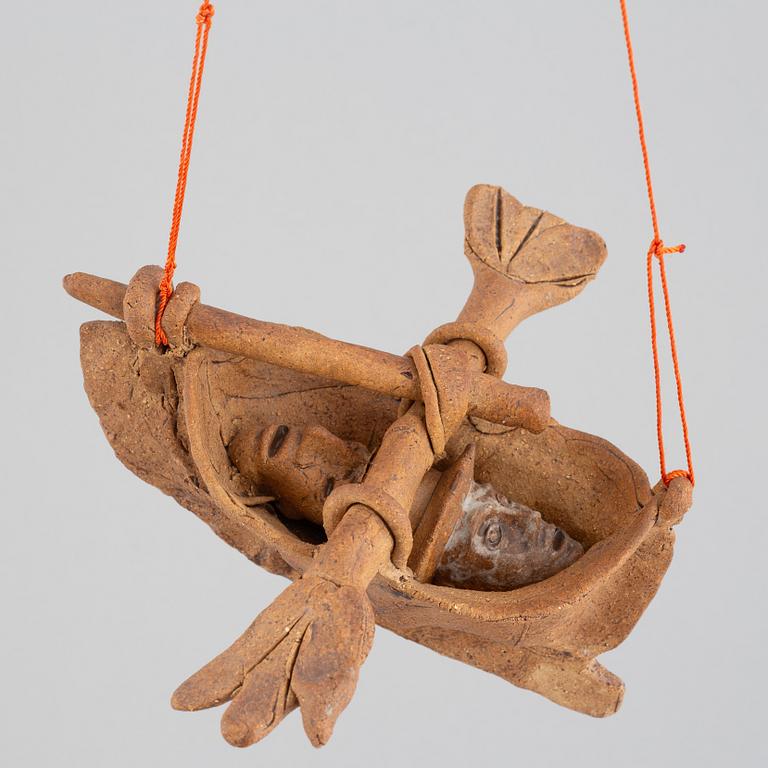 Bertil Vallien, a stoneware sculpture of a boat, executed in his own studio in Åfors, 1960s.