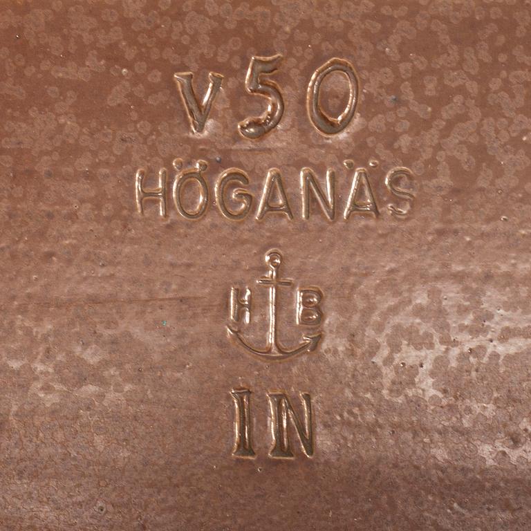 HANDFAT/VASK, saltglaserat stengods, "V50", Höganäs, 1900-talets första hälft.