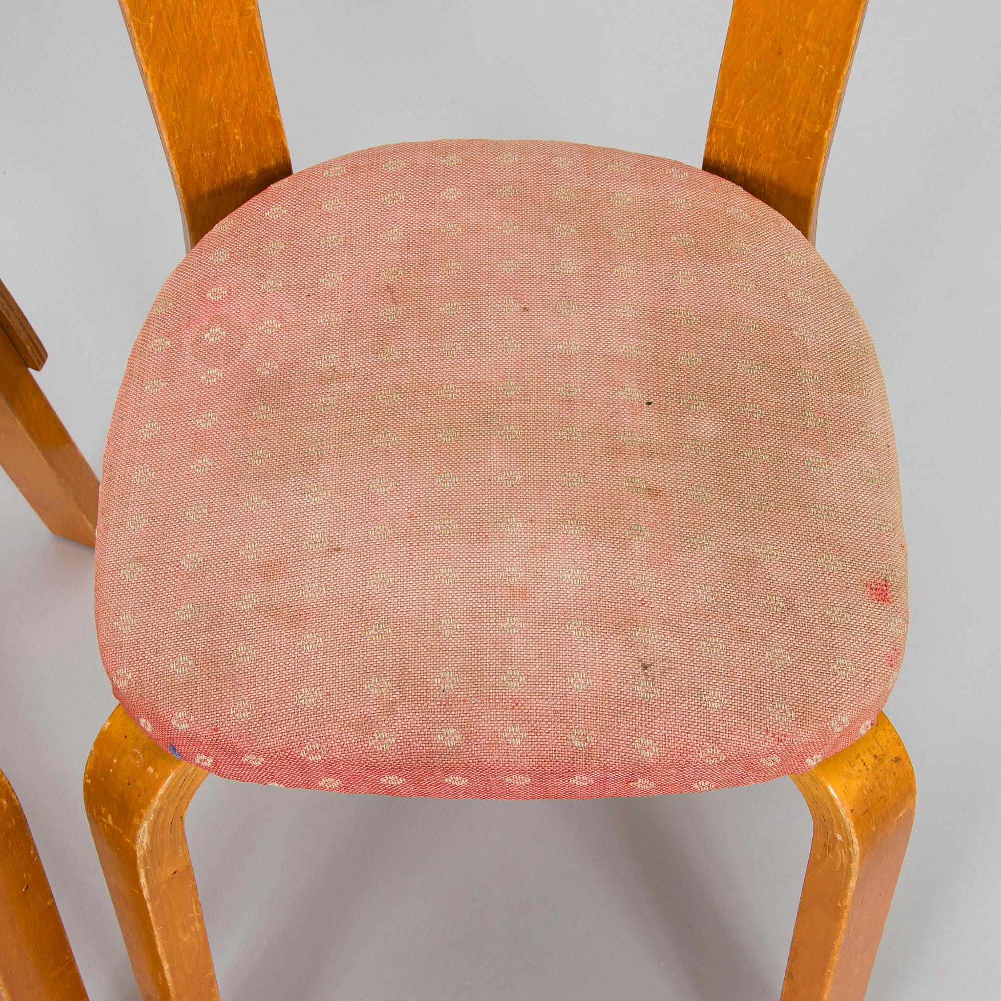 Alvar Aalto, a pair of  'A65' chairs for O.Y. Huonekalu- ja Rakennustyötehdas A.B. early 1940s.