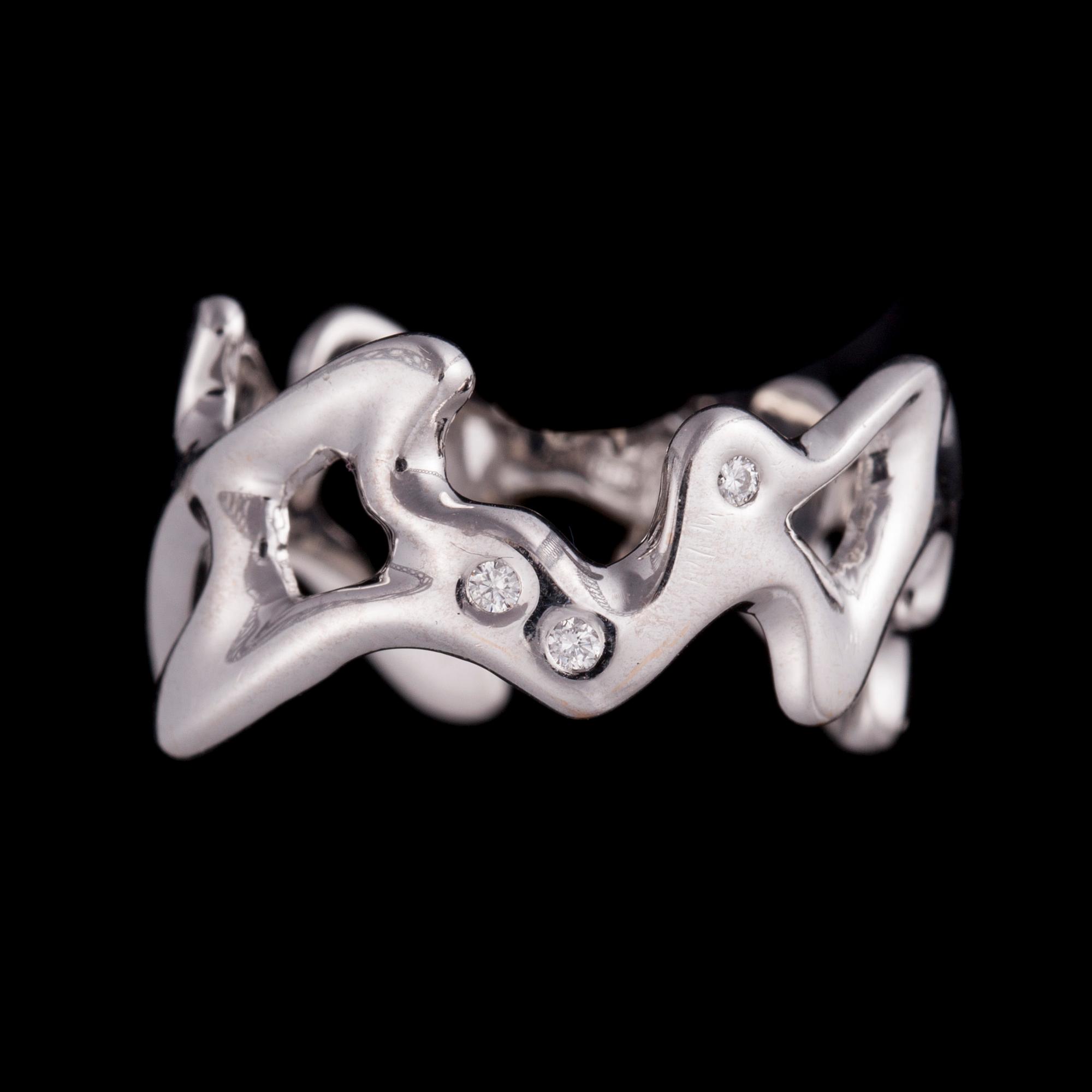 RING, 14K vitguld, diamanter, finska kontrollstämplar. Vikt ca 4,9 g.