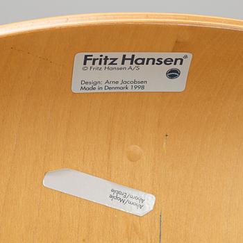 Arne Jacobsen, stolar, 4 st "Sjuan", Fritz Hansen, Danmark, 1998.