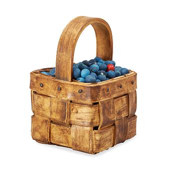 777. An Ingrid Herrlin stoneware blueberry basket with two lingonberries, Båstad, Sweden.