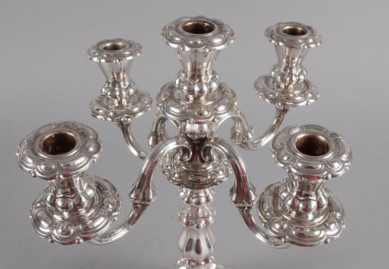 KANDELABER, silver, rokokostil, 1900-tal.