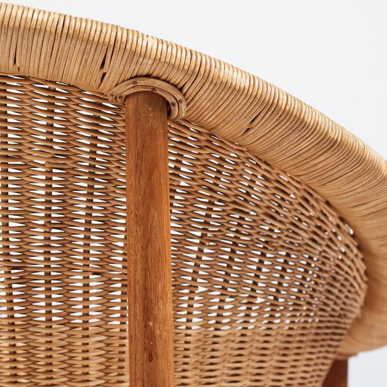 Nanna Ditzel, a teak and rattan easy chair, Ludvig Pontoppidan, Denmark 1950s.