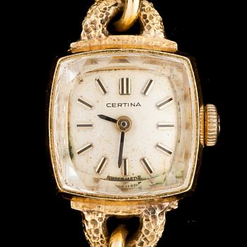 DAMARMBANDSUR, Certina, 18k, länk 14k guld, 1900-talets andra hälft. Total vikt ca 30 g.
