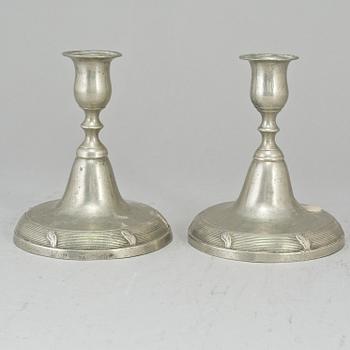 A pair of similar pewter candlesticks, Lars Lundwall, Jönköping, one 1779.