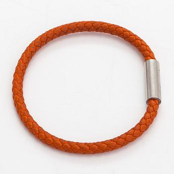 Hermès, A leather and metal bracelet. Marked Hermès Made in Italy.