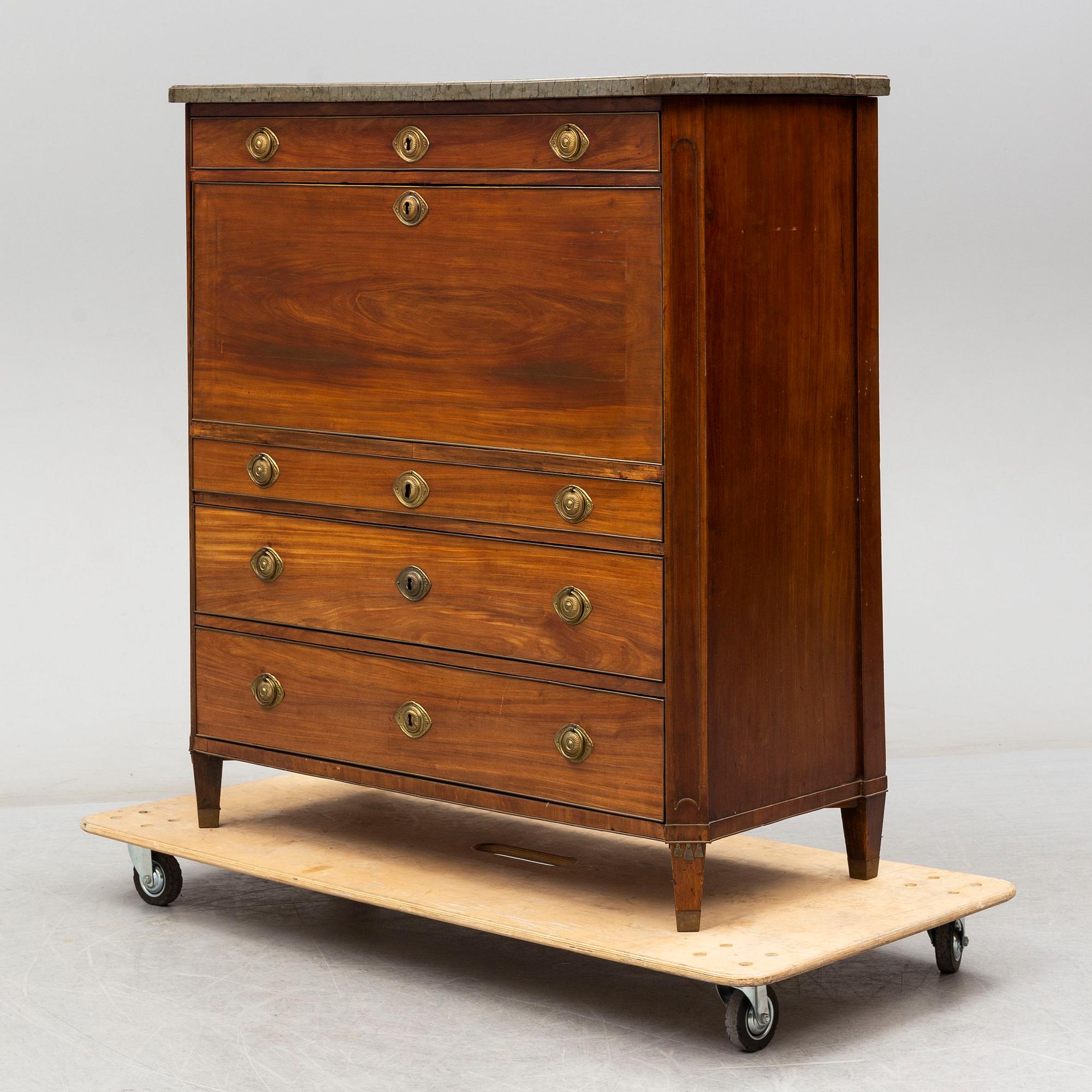 A Swedish late gustavian secretaire, late 18th century.