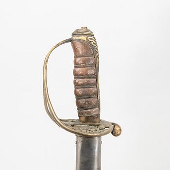 A British officer's sword, 1822 pattern, with scabbard.