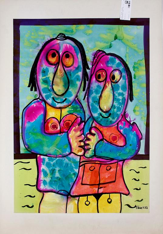 CLAUDE FLAVET, blandtekniker, 3 st, sign och dat -73.