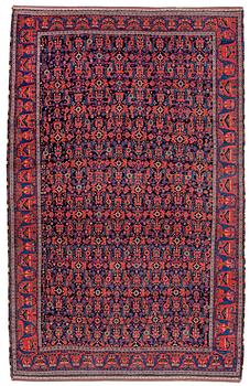 299. SEMI-ANTIQUE NEYRIZ. 276 x 178,5 cm (plus around 3,5 cm patterned flat weave on each end).