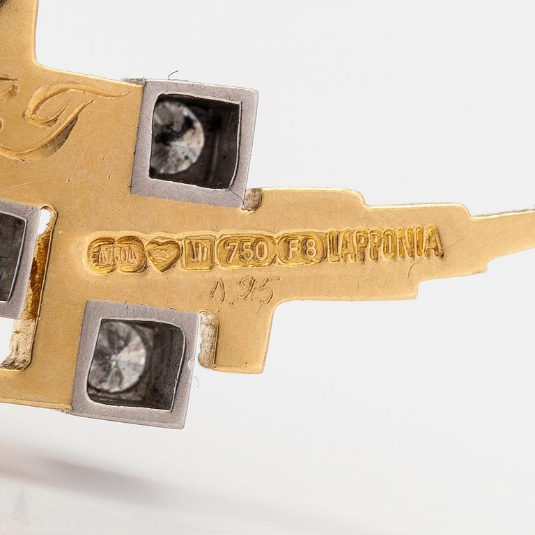 Björn Weckström, An 18K gold necklace "Pointy mountains" with brilliant-cut diamonds ca. 0.25 ct in total. Lapponia 1983.