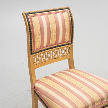 A pair of late Gustavian giltwood chairs, Stockholm, late 18th century.