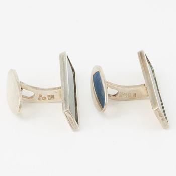 Jan Brunk, manschettknappar, sterlingsilver och emalj, Stockholm, 1992.