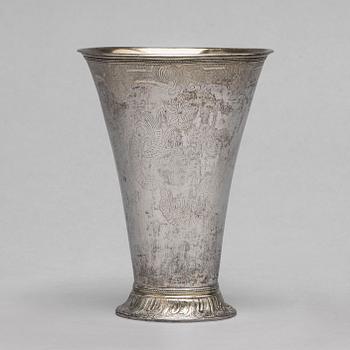 A Swedish 18th century parcel-gilt beaker, mark of Petter Kleen, Ystad 1761.