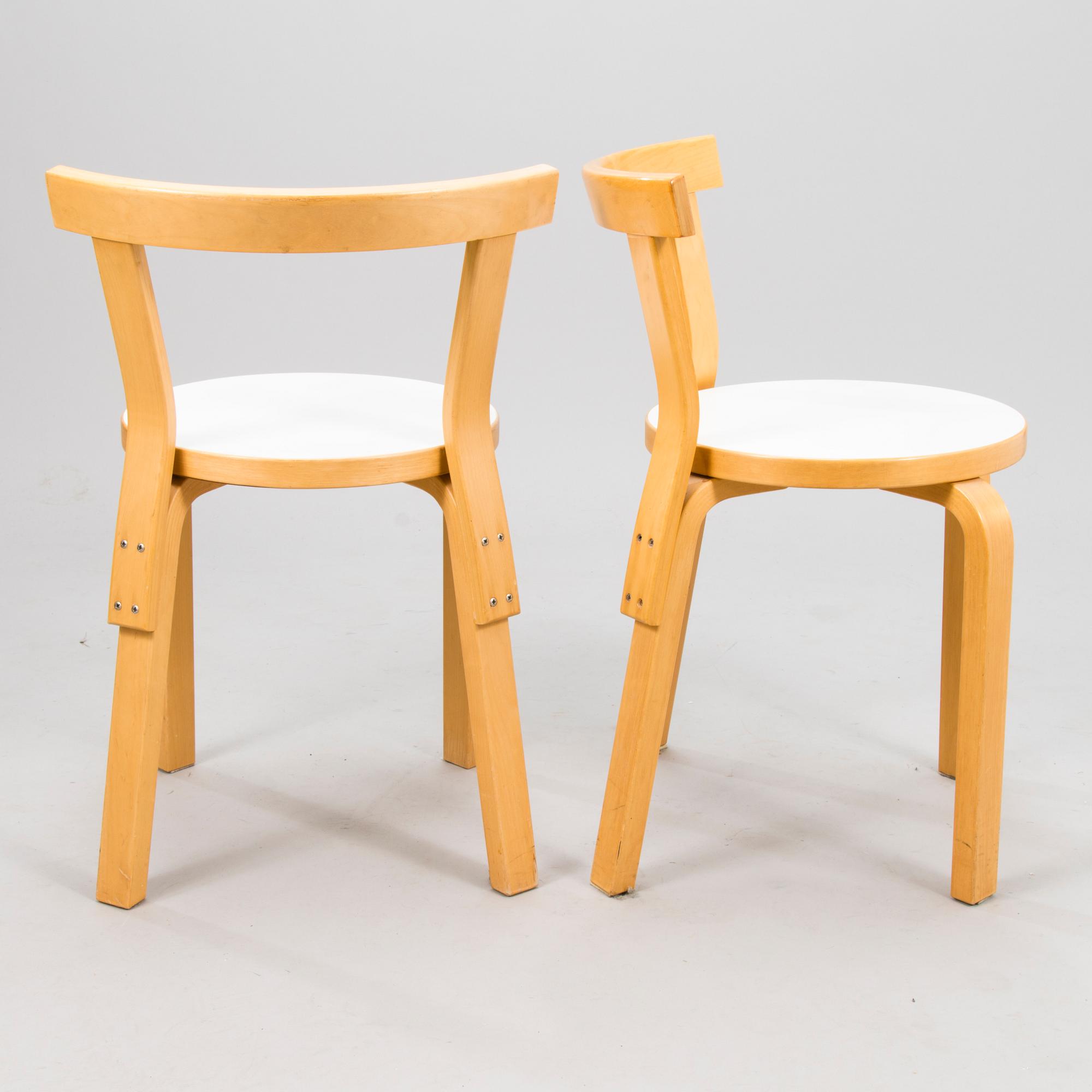 ALVAR AALTO, a set of six model 68 Chairs by Artek.