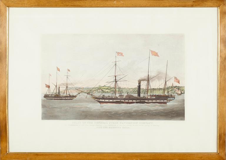 LITOGRAFISKA TRYCK, 2 st, efter WJ Huggins, 1800-/1900-tal.