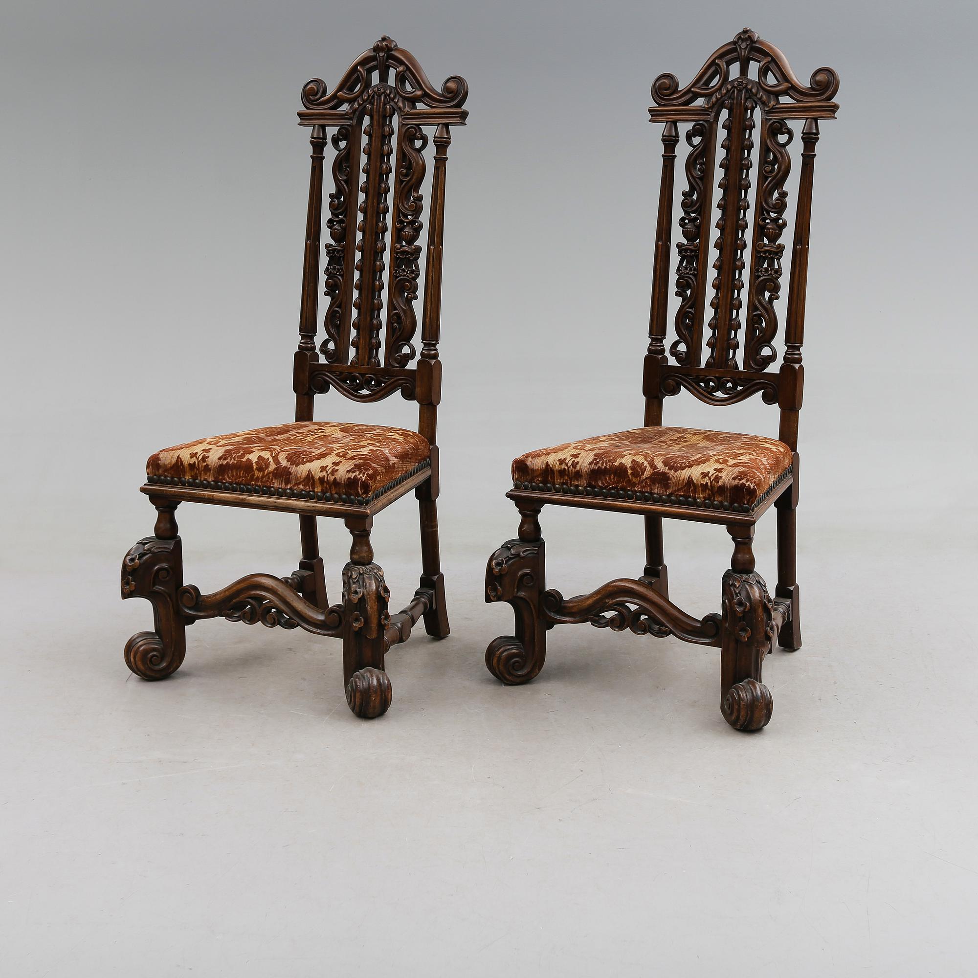 STOLAR, 2 st, barockstil, 1900-talets första hälft.