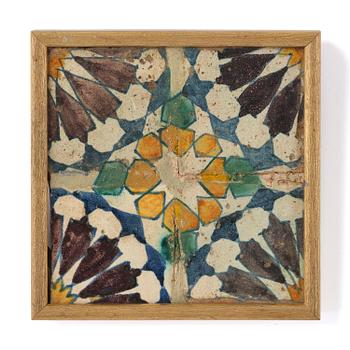 407. A 'Hispano Moresque' style ceramic tile, Seville, 17th century.