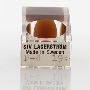 Siv Lagerström, three acrylic plastic rings. Engraved works from the 1970s.