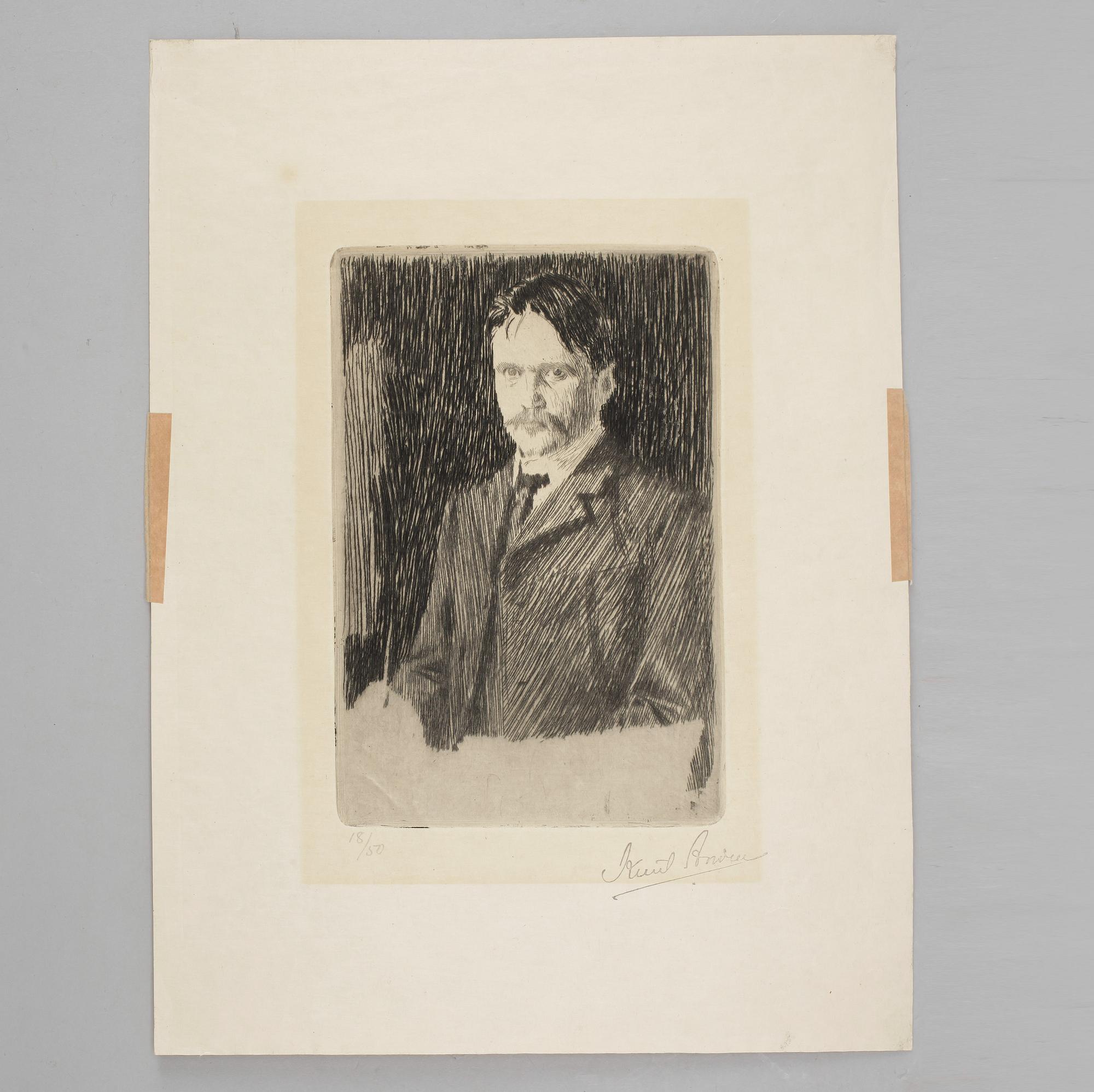 KNUT ANDER, etsning. Signerad och numrerad 18/50. Utförd 1905.