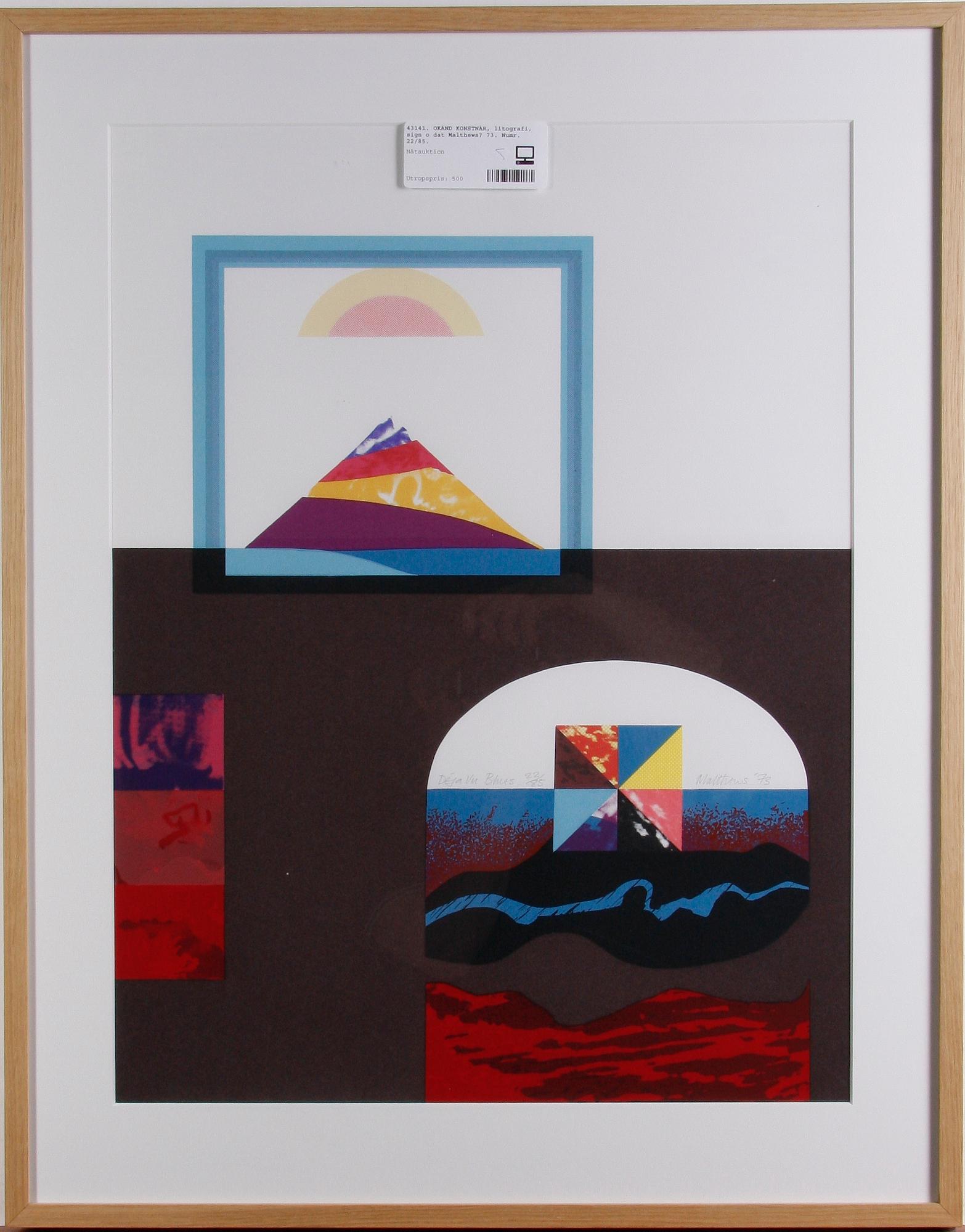 MATTHEWS, PETER, litografi, sign. Dat. -73. Numr. 22/85.