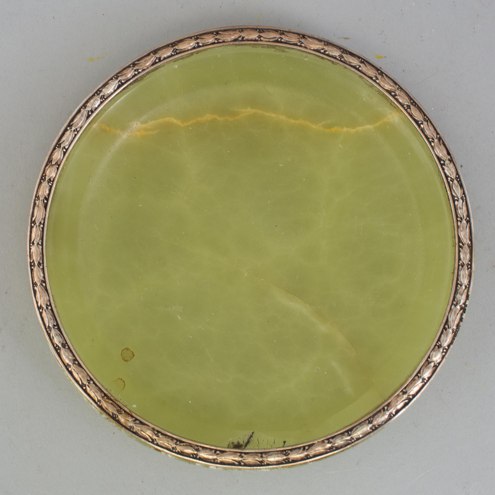 A silver and onyx ashtray by WA Bolin, unclear dating.