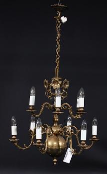 LJUSKRONA, mässing, barockstil, tidigt 1900-tal. H 71.