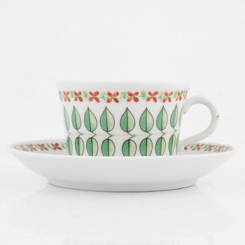 Arthur Percy, five coffee cups and saucers, 'Linda', Upsala Ekeby Karlskrona.