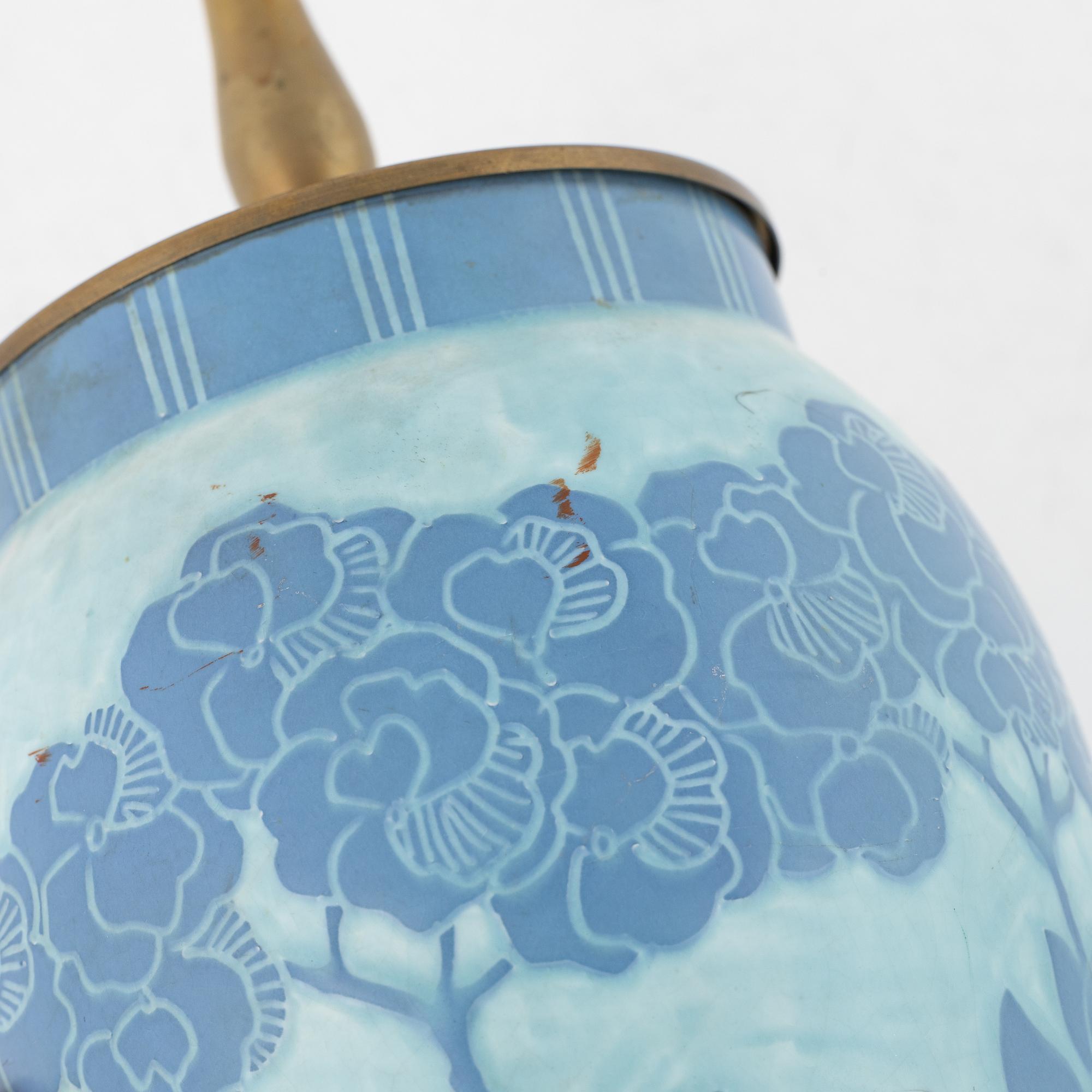 Josef Ekberg, a 'Sgrafitto' vase/table lamp, Gustavsberg, Sweden, 1913.