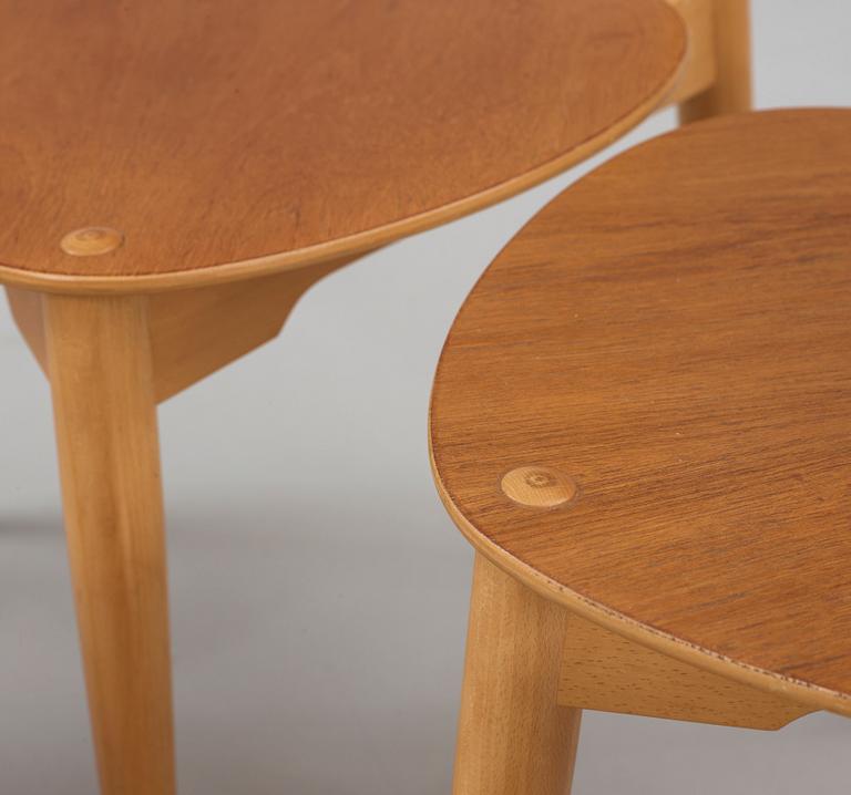 HANS J WEGNER, matgrupp, 6 st "Hjertestolen" och bord, Fritz Hansen, Danmark ca 1963.