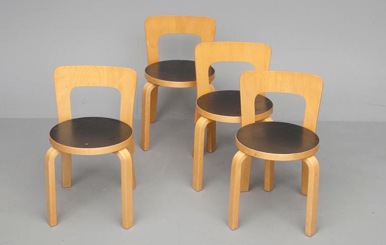 BARNSTOLAR, 4 st, modell 65, Alvar Aalto, Artek.