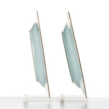 A pair of monogrammed chargers, Qingdynasty, Qianlong (1736-95), dated 1741.