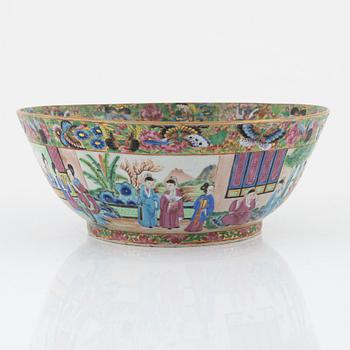 A porcelain punch bowl, Qing dynasty, Canton, China, 19th Century.
